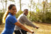 young sporty couple on bike ride